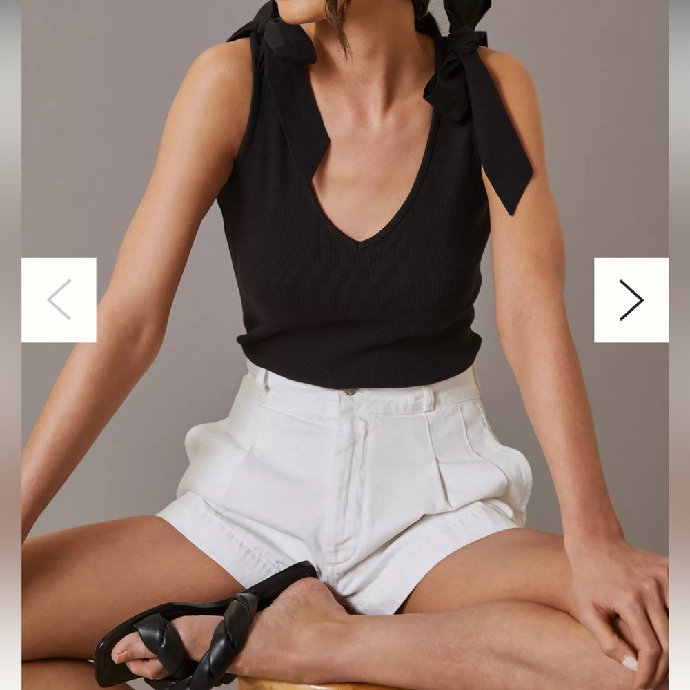 Maeve by Anthropologie The Rafaela Bow-Tie Tank Black Bow Strap Tank Top XL